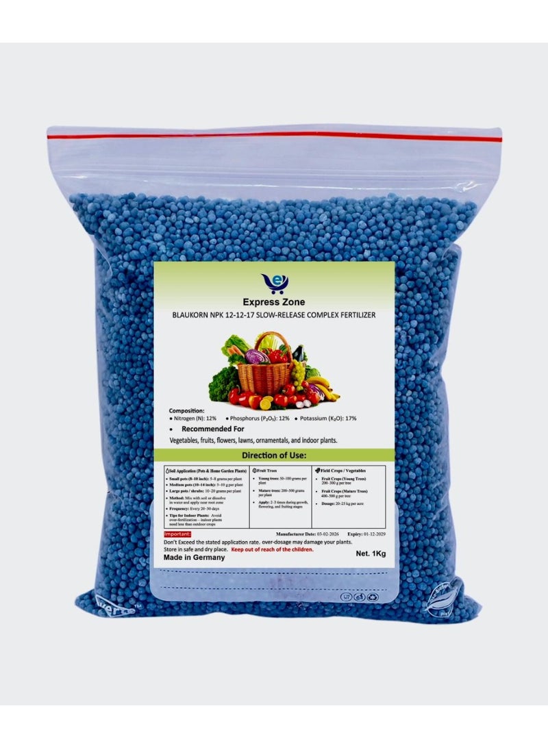 إكسبرس زون أسمدة بريميوم بلوكورن® NPK 12-12-17 وزن 1 كجم صنع في ألمانيا - Image 1